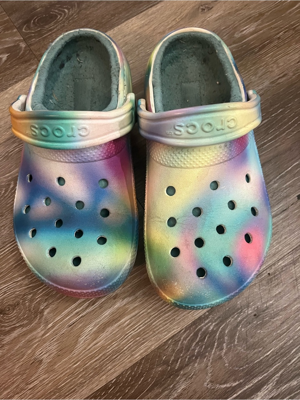 Crocs Classic Lined Clog Solarized Rainbow Pastel Tie Dye Fleece Fur W6 M4